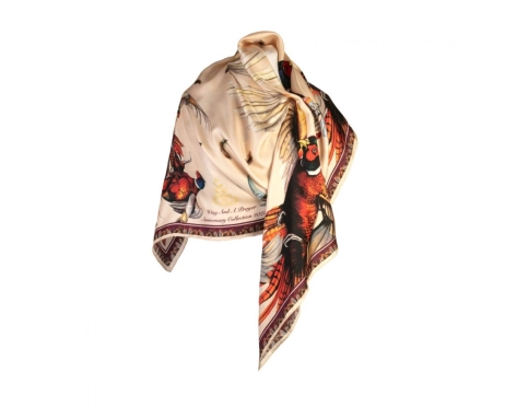 Clare Haggas Large Champage & Mulberry Silk Scarf