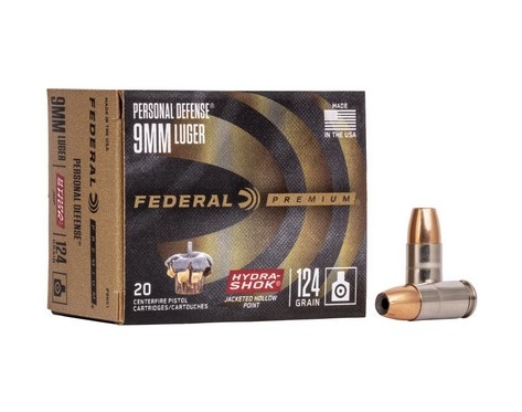 Federal Hydra Shok JHP 124gr 20 rounds Cal. 9 mm Luger