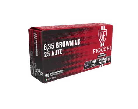 Fiocchi 25 Auto FMJ 50 Schuss Kal. 6,35 Browning