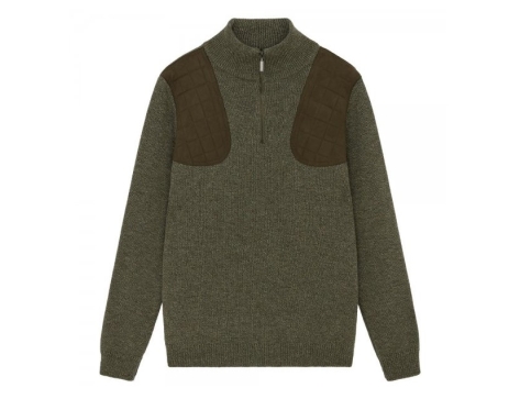 MensZipNeckMarlSportingSWeaterKhaki1